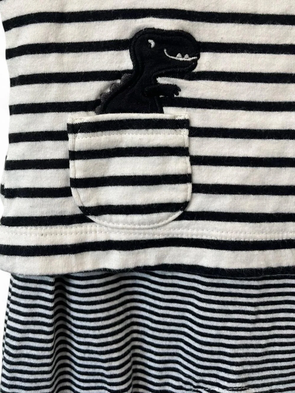 3M Boy Carters One Piece Long Sleeve Dinosaur Stripe Romper Pantsuit Black White